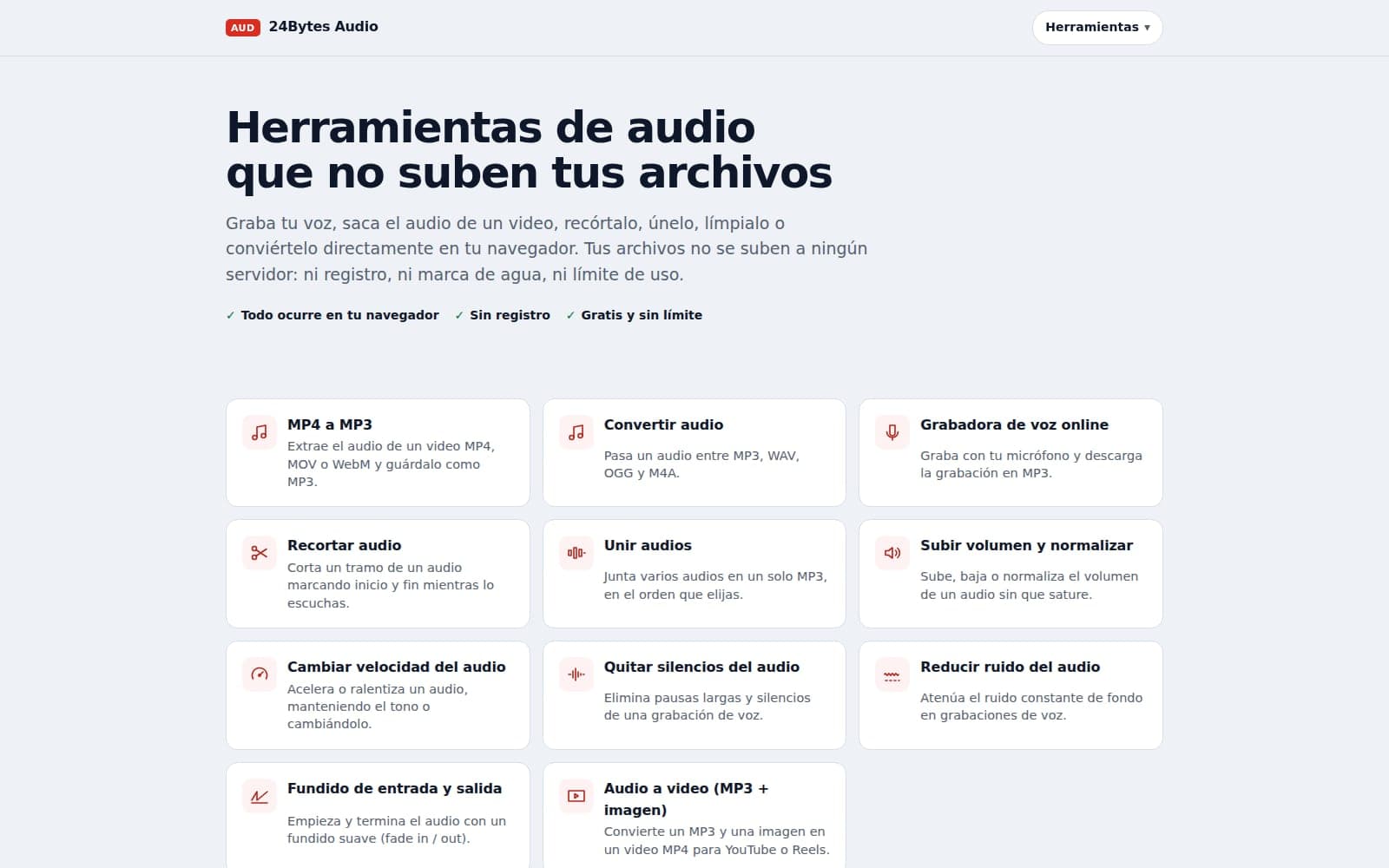 Portada de 24Bytes Herramientas para audio con sus once utilidades